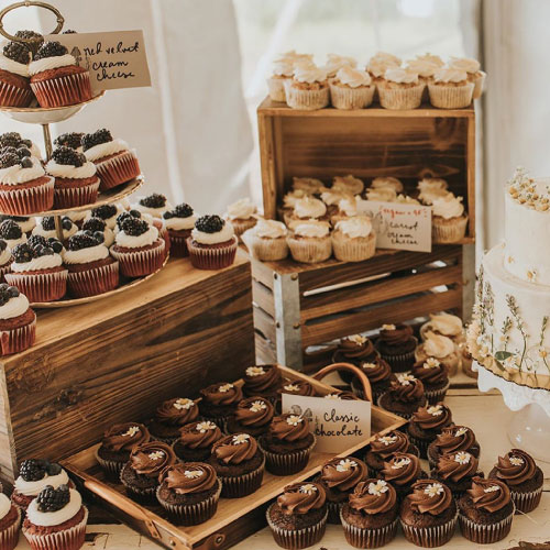 Heritage Bakery dessert table with cupcakes